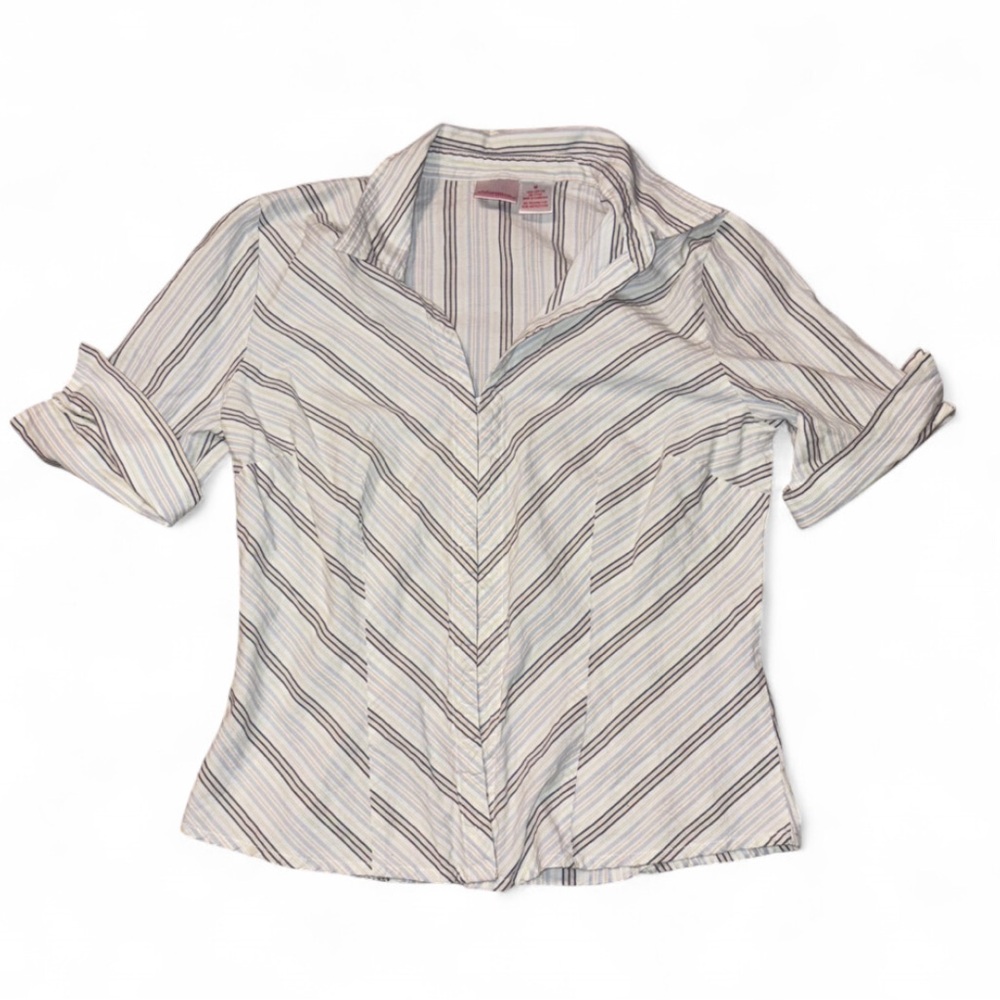 Vintage Xhilaration Women's Striped Button-Front Shirt